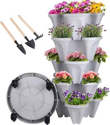 Vertical Planter 5 Tier Stackable Planters Garden Planters Strawberry Herb Flowe