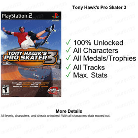 Tony Hawk's Pro Skater THPS THUG PlayStation 2 PS2 Memory Card Unlocked Save