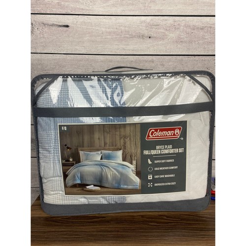 NWT Coleman Bryce Plaid Full/Queen 3-Piece Comforter Set with Fur