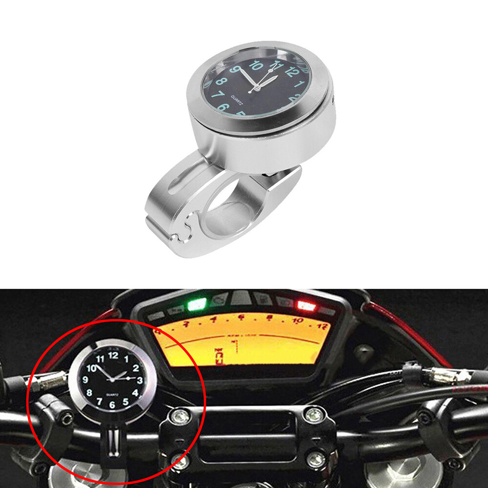Motorcycle Bike Handlebar Watch Bike CNC Hand Grip Bar Mount Quartz