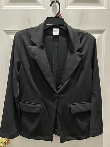 Neu! No Boundaries schwarze Polyester/Spandex-Blazerjacke. Juniors Größe S (3-5).