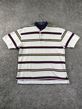 VINTAGE Tommy Hilfiger Polo Shirt Mens Large White Blue Crest Logo 90s FLAW