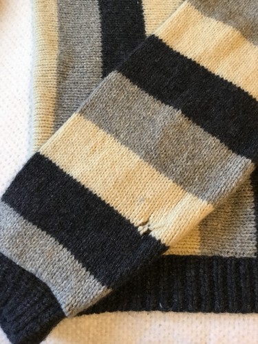 Sarby 100% Shetland Wool zip gray striped 2 ply GRUNGE XL Sweater vintage 60's - Picture 7 of 12