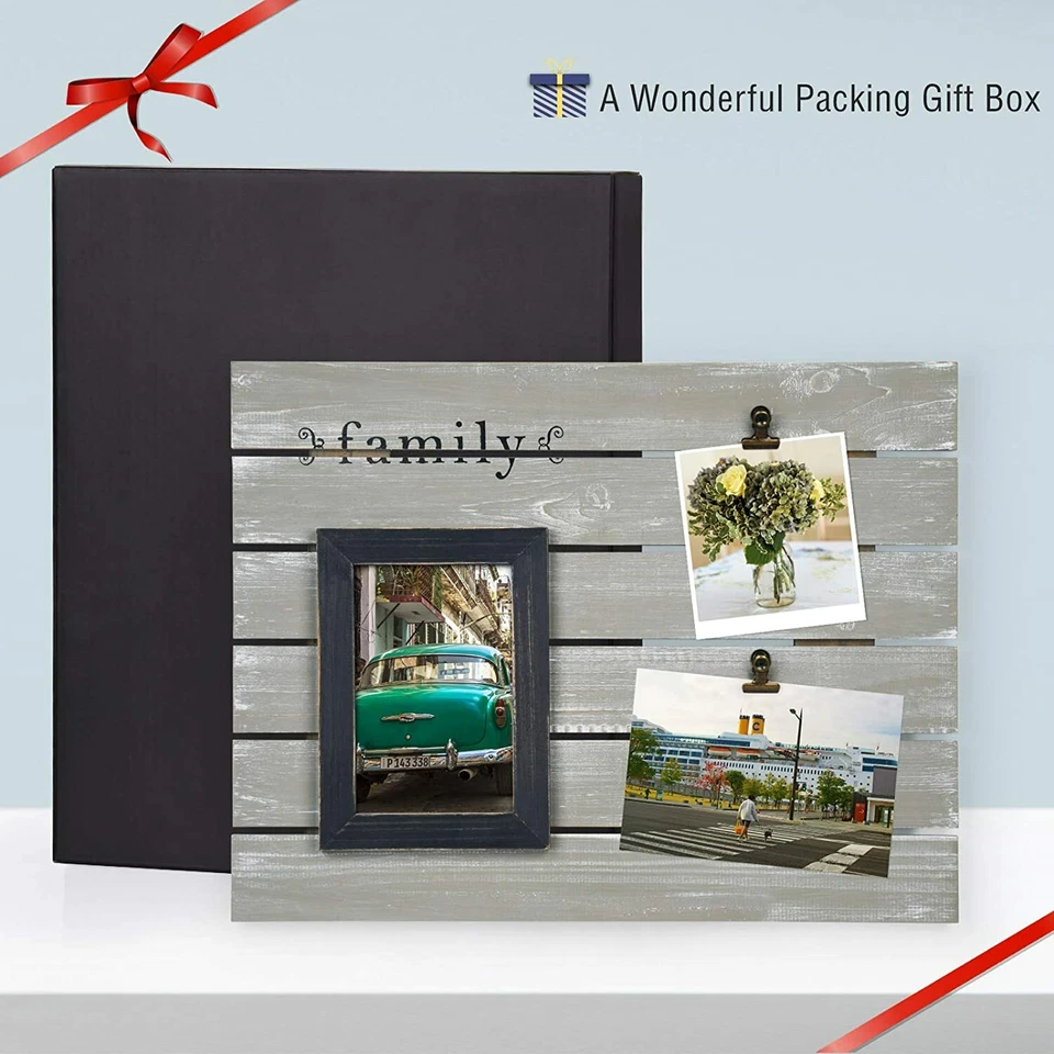 Pine Wood Family Photo Collage Frame Display Board wFast Ship - Image 3 of 4