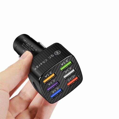 6 Port USB Phone Charger Adapter QC3.0 LED Display Fast Charging Car Accessories - Photo 8 sur 11