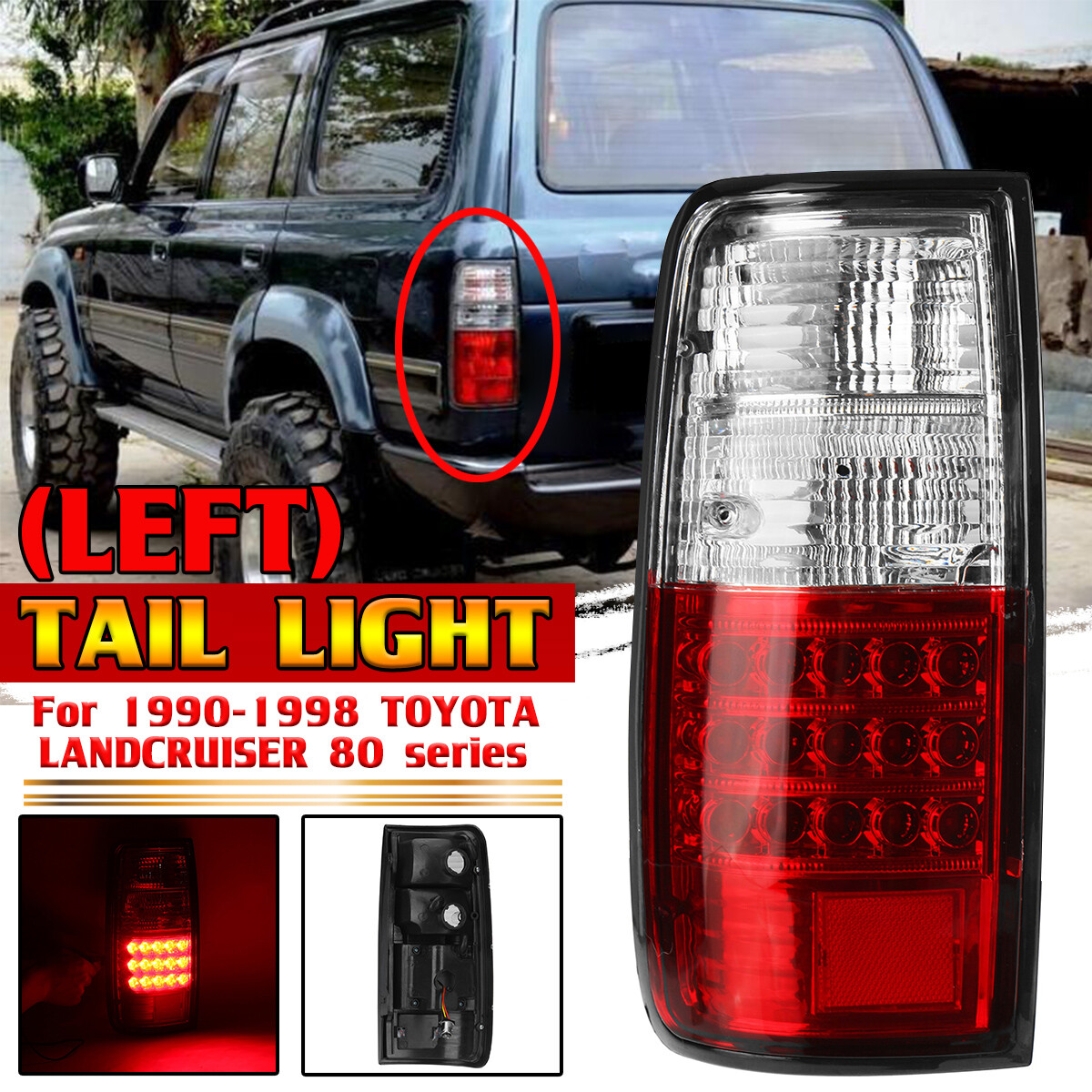 LED Left Tail Light Rear Lamp For Toyota Land Cruiser 80 series