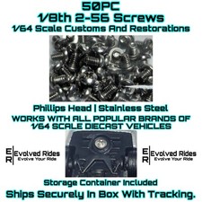 50PC 1/8th 2-56 Screw FOR 1/64 Scale Customs Restorations Hot Wheel  Other