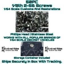 50PC 1/8th 2-56 Screw FOR 1/64 Scale Customs Restorations Hot Wheel & Other