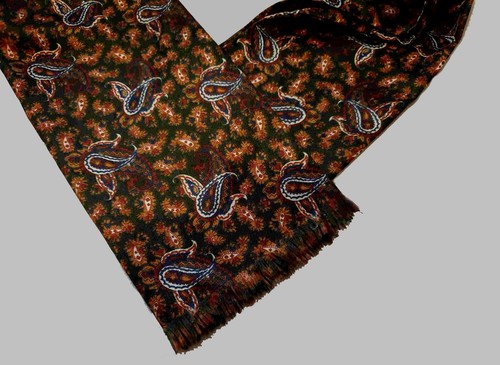 Vintage Black and Tan Paisley Dress Scarf by Aristo - Picture 7 of 7