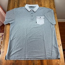 Travis Mathew Polo Men's XL Gray Short Sleeve Collared Pocket Striped