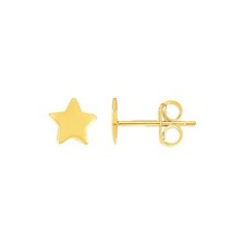 14k Yellow Gold Post Earrings with Stars 6.5mm 
