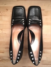 Black Leather Shoes Vintage Xtremely Rare Womens pumps Studded Kenneth Cole 6