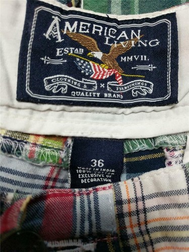1960's VINTAGE MEN'S PATCHWORK PLAID COTTON PREPPY SHORTS -38" WAIST-INDIA - Picture 3 of 3