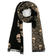 Women Scarf Men Scarf Skull Shawl Unisex Soft Long Elegant Classical Tassels Top