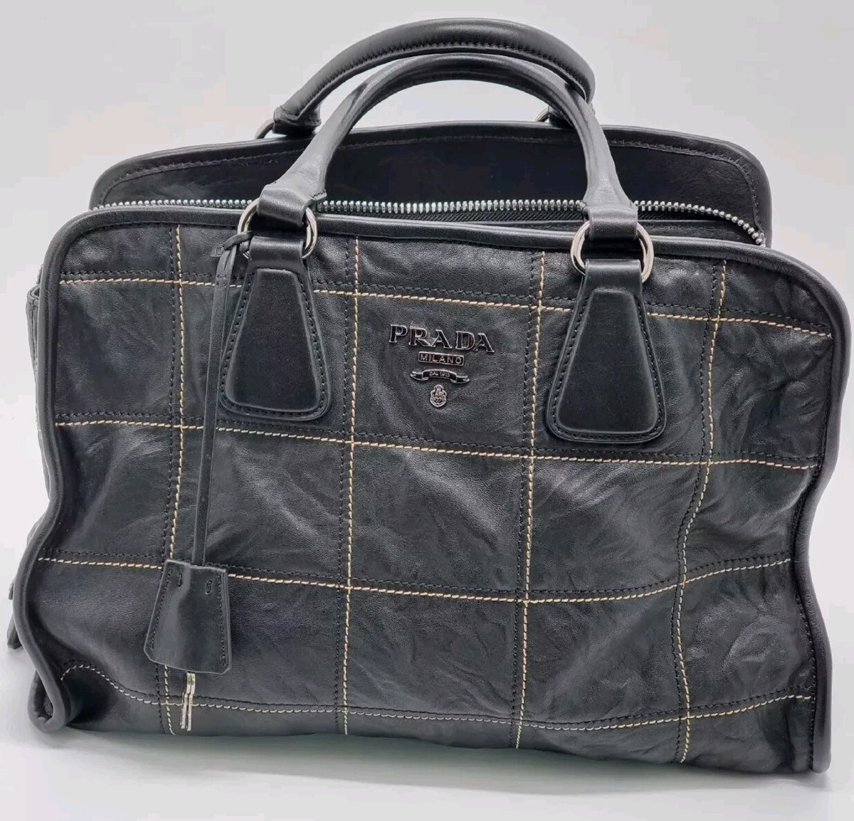 Prada Bauletto Handbag BR3107 Black Leather | eBay