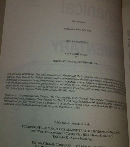 2000 International Mechanical Code Commentary International Code Council - Picture 2 of 5