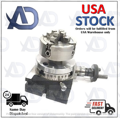 AD International 3''/ 80 mm Regular Rotary Table With Small Chuck and back Plate