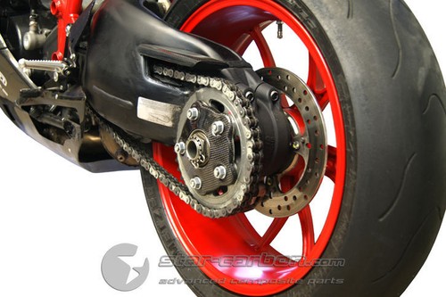 DUCATI HYPERMOTARD 796 1100 CARBON FIBER REAR SPROCKET FLANGE COVER - Picture 2 of 4