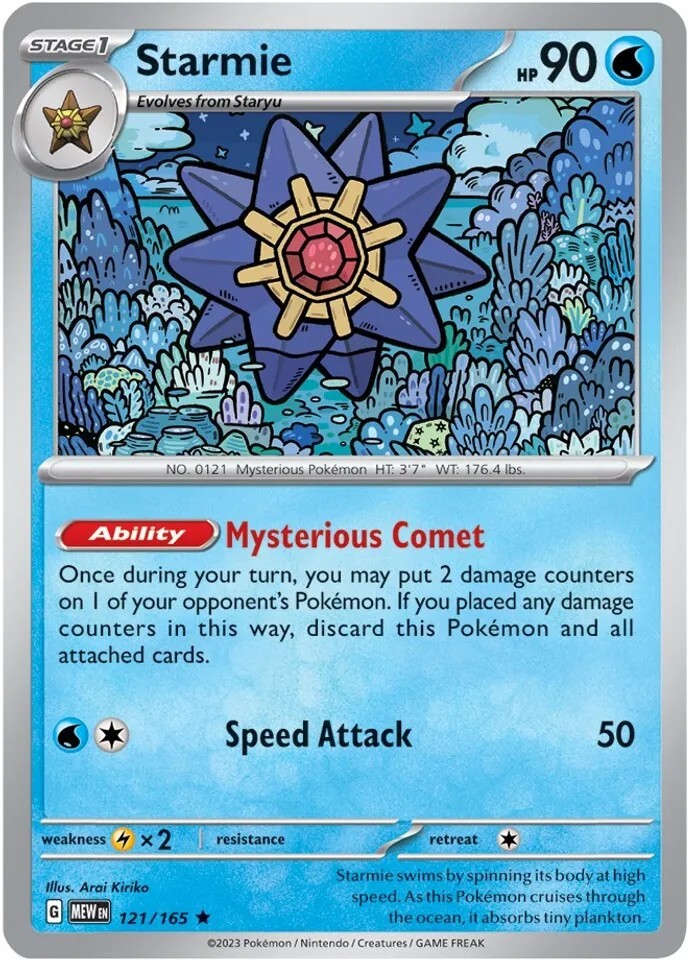 Starmie 121/165 - Rare Holo 151 Scarlet Violet Pokemon Card NM