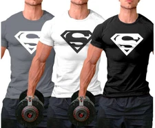 2018 Summer Men Superman Muscle Sport Bodybuilding Fittness Cotton T-shirt Tee