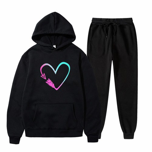 New Women's Solid-Color Printed Long-Sleeved Hoodie and Sweatpants 2-Piece Set - Picture 47 of 47