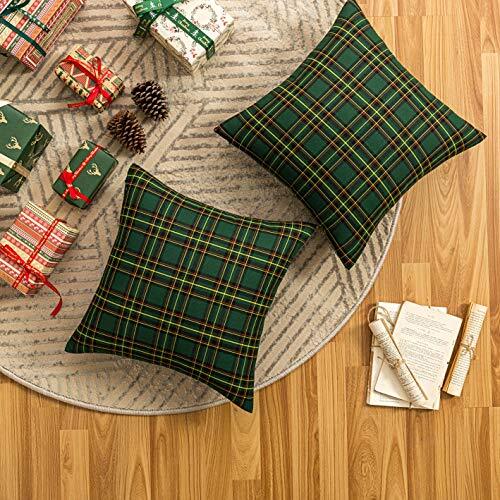 Pack de 2 Almohadas Decorativas a Cuadros Navidad 18 x 18 Pulgadas Cuadros Verdes - Imagen 4 de 6