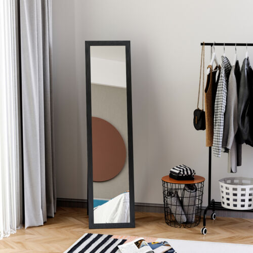 Spiegel in voller Länge, freistehend oder an der Wand montierter hoher Spiegel für Schlafzimmer schwarz - Bild 1 von 11