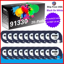 20PK 91330 Black on White LetraTag LT-100H Plus Handheld Label Maker
