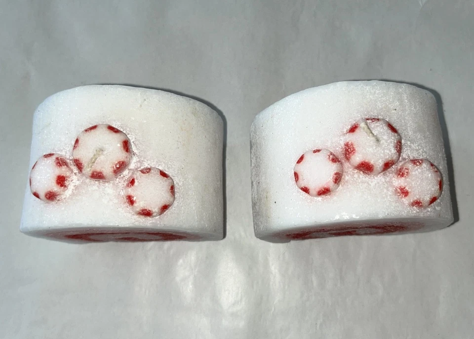 Lote de 2 velas de Navidad en forma de caramelo de menta roja y blanca Foto 2 de 3