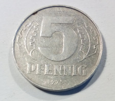 Münze DDR (26) Fünf 5 Pfennig 1975 Alu Aluminium Ex-Nominal von DDR-Ost-Mark