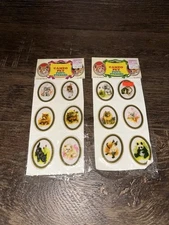 Vintage Puffy Cat / Kitten & Dog Stickers Sheets Complete New Old Stock Lot Of 2