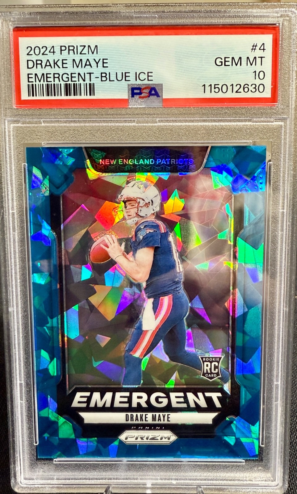 2024 PANINI PRIZM EMERGENT BLUE ICE #4 DRAKE MAYE 48/99 PSA 10