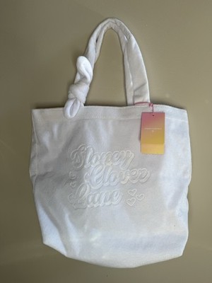 Stoney Clover Lane Target White Terry Cloth Embossed Tote Beach Bag NEW/NWT