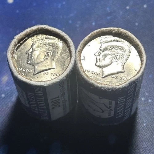 2001-P & D Mint Rolls Brilliant Uncirculated Half Dollars Halves Kennedy 2 Rolls