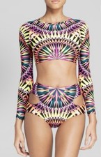 Mara Hoffman Black Supernova Swim Rash Guard XS