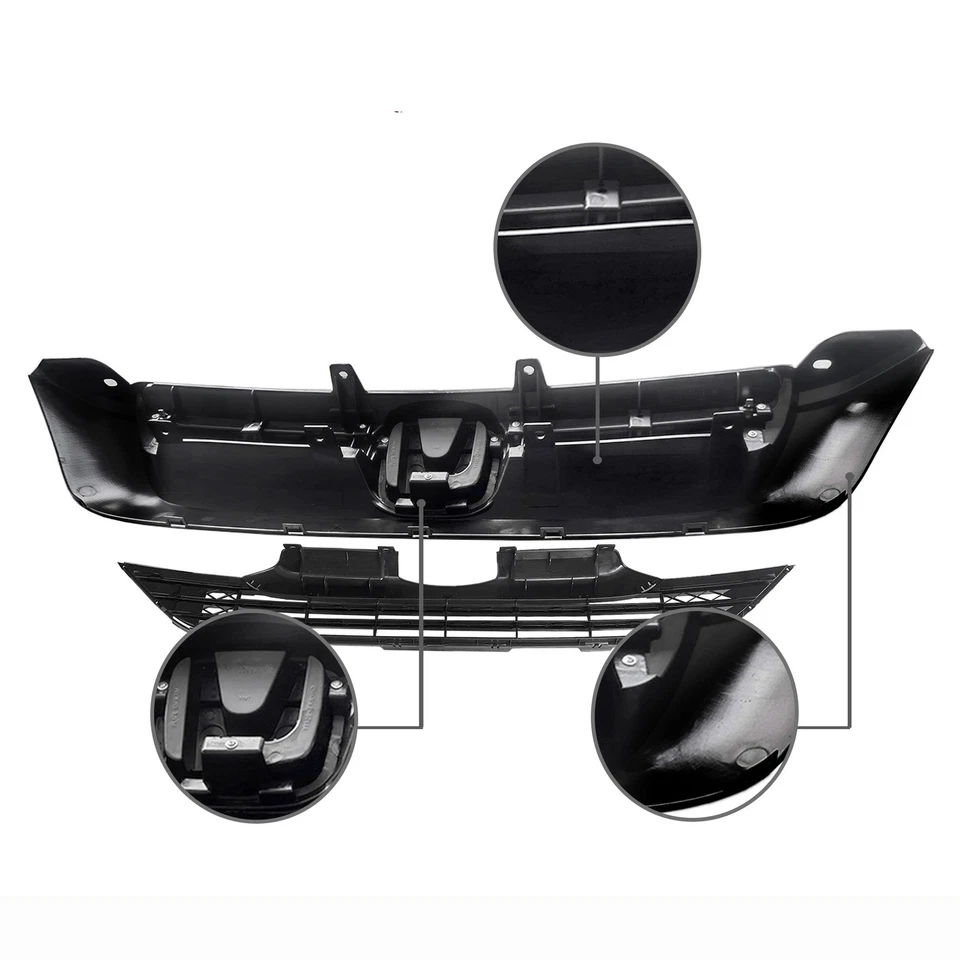 Front Upper & Lower Chrome Bumper Grille FIT 2007-2009 Honda CR-V HO1200186 - Изображение 3 из 4