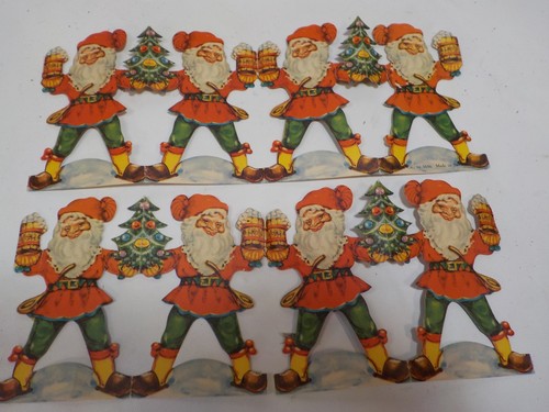 Vintage Christmas Elf Die Cut Fold Table Mantel Banner E. O. & Co. Sweden