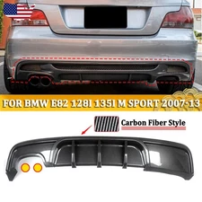 For 07-13 BMW 1 Series E82 125i 135i M Sport Carbon Fiber Look Rear Diffuser Lip