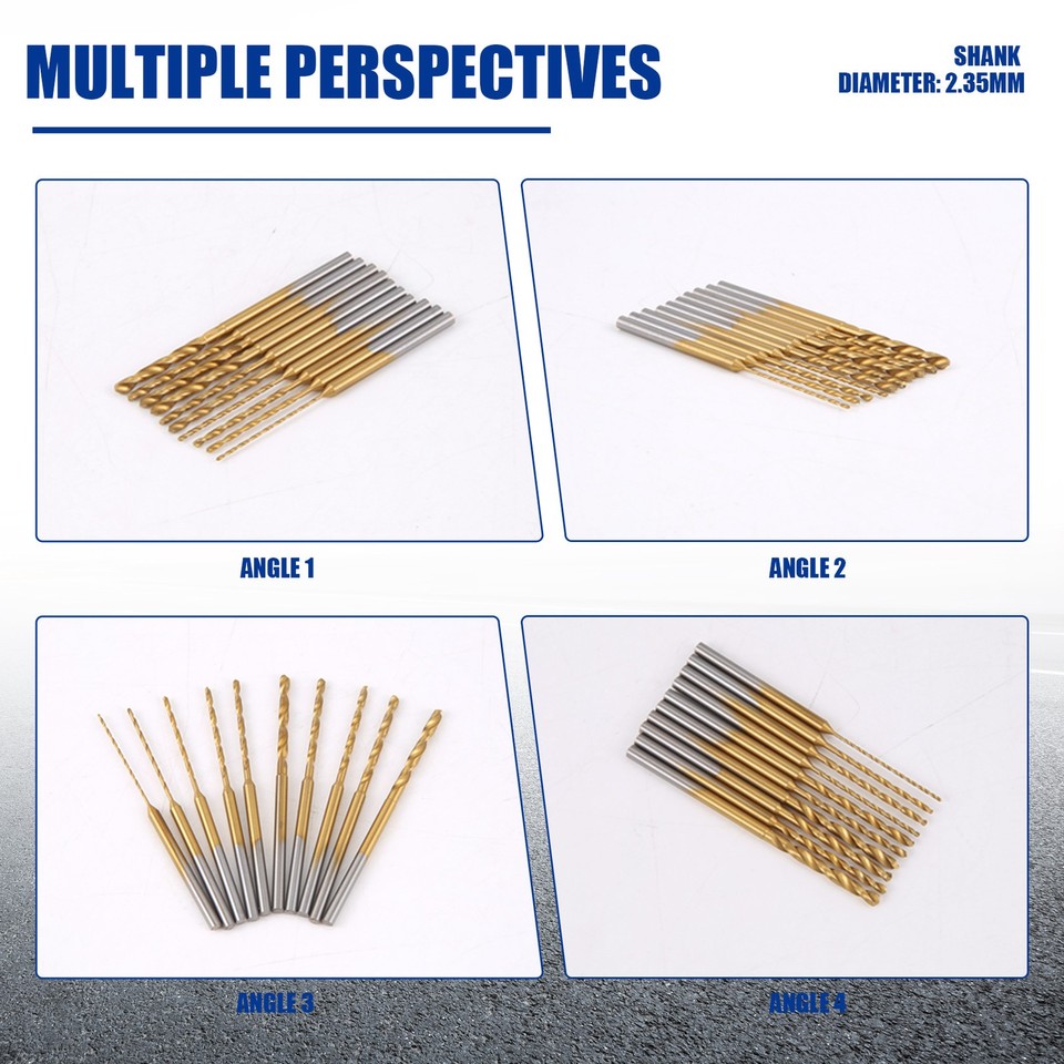 Ainiv Mini Spiralbohrer Set, 10 Stück (0,6mm-2,2mm) – HSS Mit Titancarbid, 2,35mm Schaft, Für DIY, Schmuck, Harz