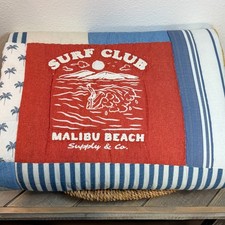POTTERY BARN KIDS CHASE SURF QUILT, FULL/QUEEN 86" SQ ~ *SMALL FLAW