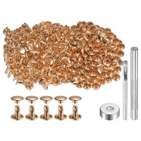 200 Sets Leder Nieten 8X8Mm Metall Doppelkappe Nieten DruckknöPfe, Hellgold Ton