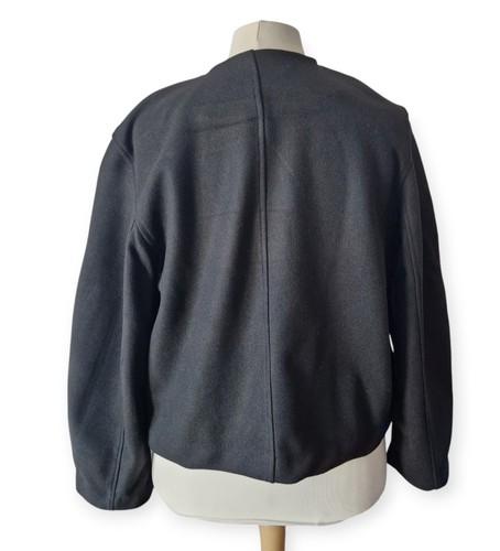 H&M Black Shawl Collar Dropped Shoulder Long Sleeve Felt Open Jacket Size Large - Picture 6 of 7