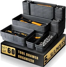 [60 PCS Upgraded] Tool Box Organizer Tray, Toolbox Desk Drawer Organizer, Tool B