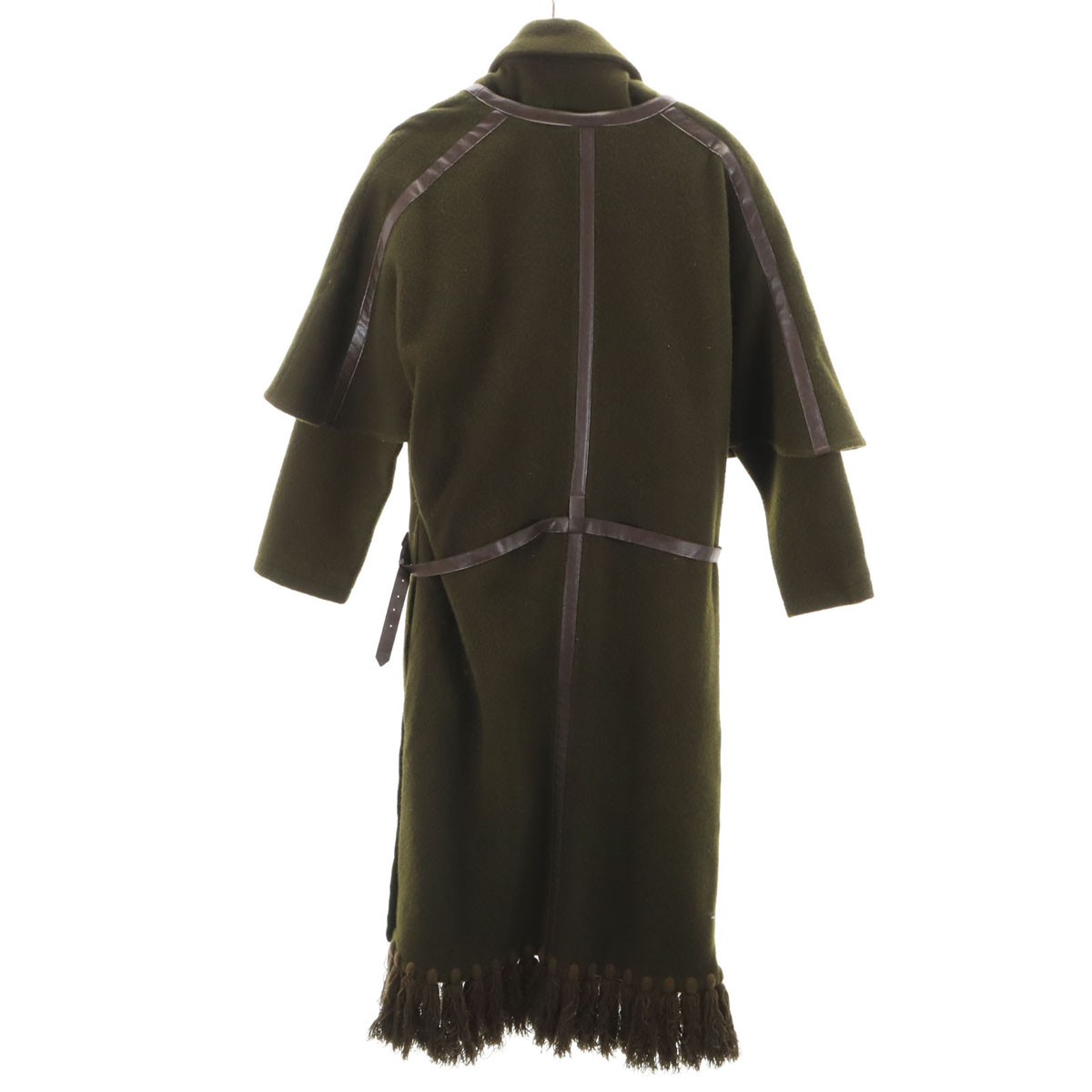 AMERI UNDRESSED 3WAY Blanket Wool coat F khaki Wo… - image 2