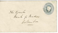 Ceylon 1887 Postal Stationery Envelope HG 27 used Ganzsache Brief to Colombo