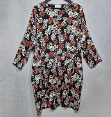 Masai Tunika Kleid Gr. 14 dunkel geblümt Puffsaum Langarm leicht 