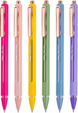 - Retractable Gel Pens, 6 Pack, Black Ink, Vibrant Barrels, Fine Point 0.5 Mm, F