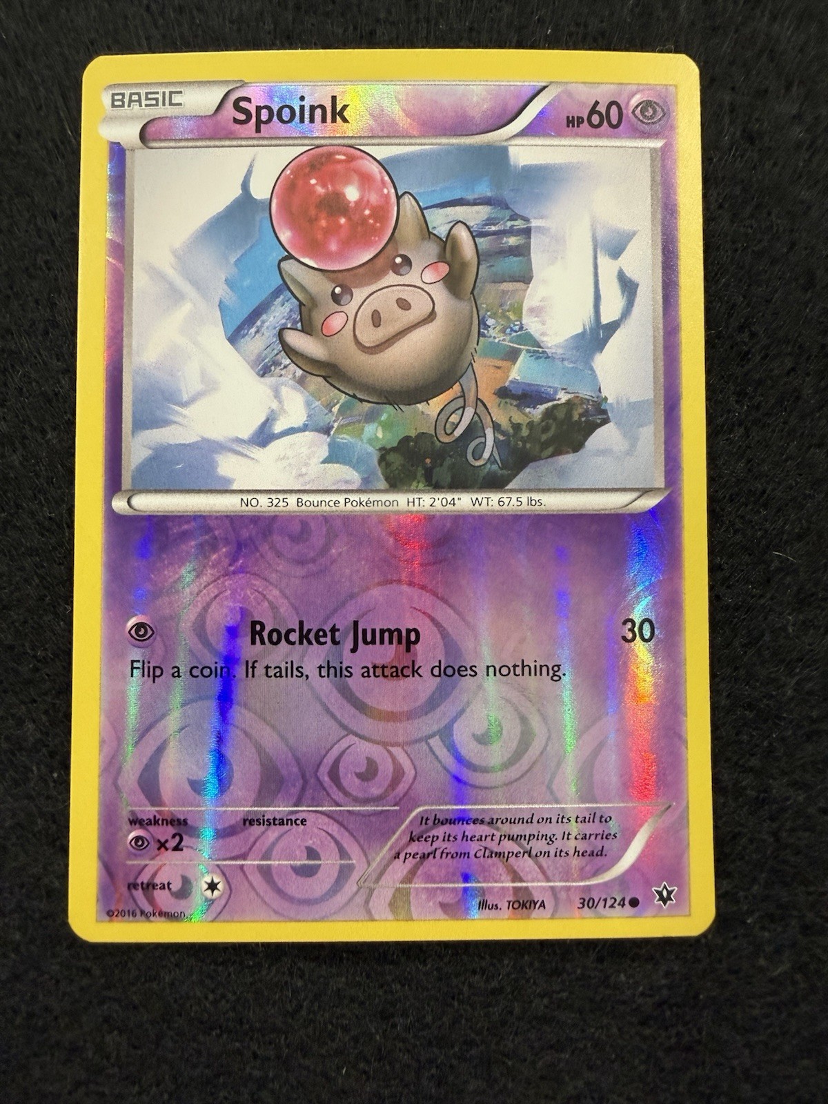 Pokemon Spoink Reverse Holo 30/124 from Fates Collide in LP+/NM- condition!