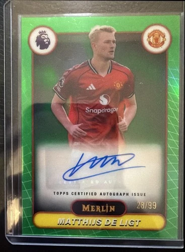 2026 Topps Merlin Premier League Matthijs De Ligt Auto Green Refractor /99 Man U