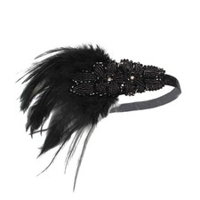 1920s Flapper Headband for Women Black Feather Gatsby Headpiece for Costume E...